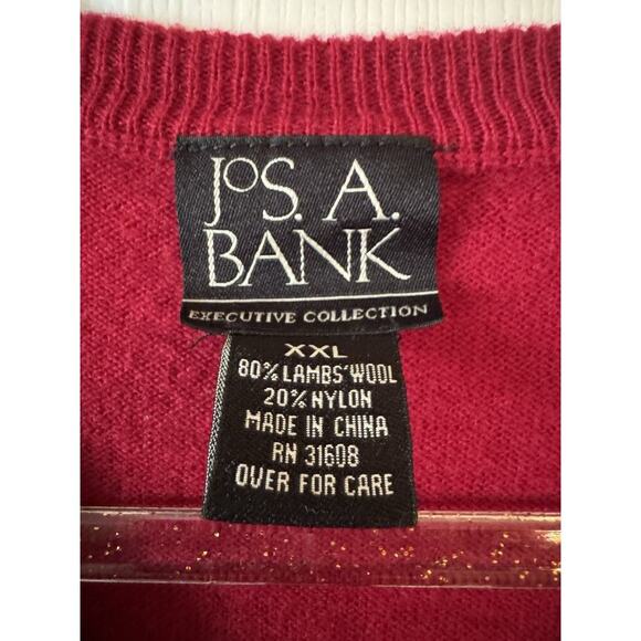 Jos. A. Bank Lambswool Sweater V-Neck XXL Argyle Diamonds Pattern Executive Coll - Picture 5 of 7